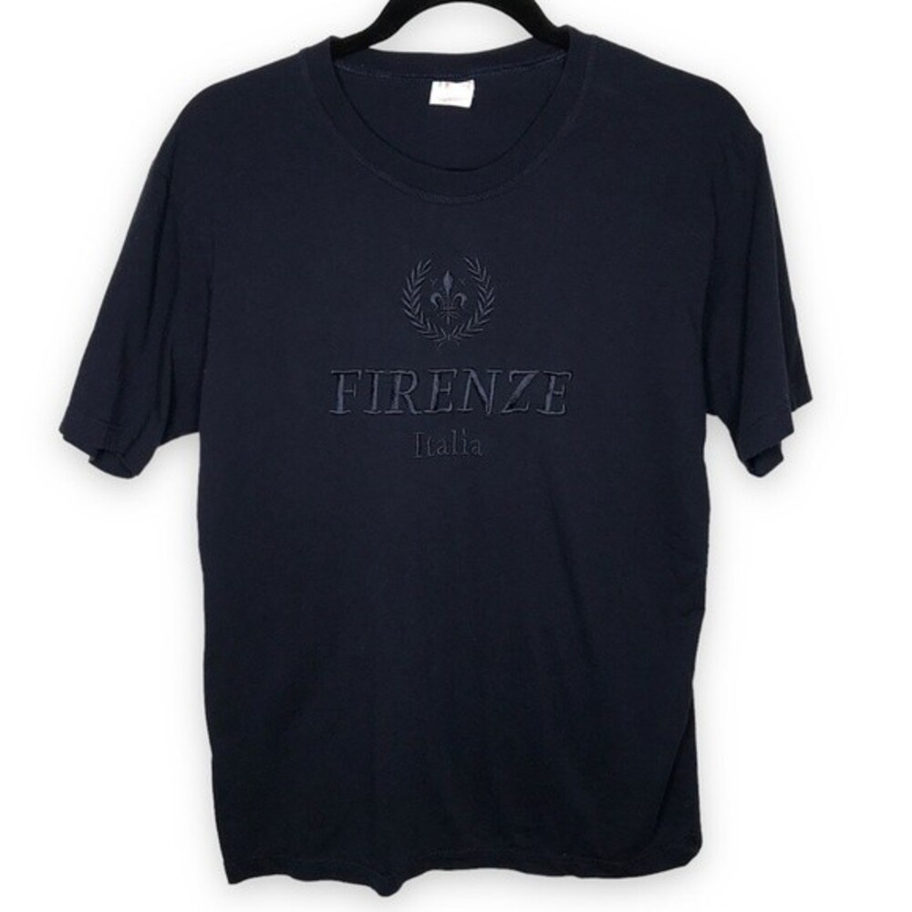ITS Firenze Italia Made In Italy Dark Navy 100% Cotton Short Sleeve Shirt Large